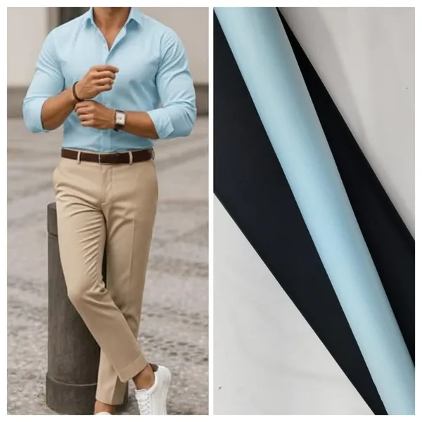 Sky_And_Black_Plain_Heavy_Fabric_Shirt_&_Pant_Fabric