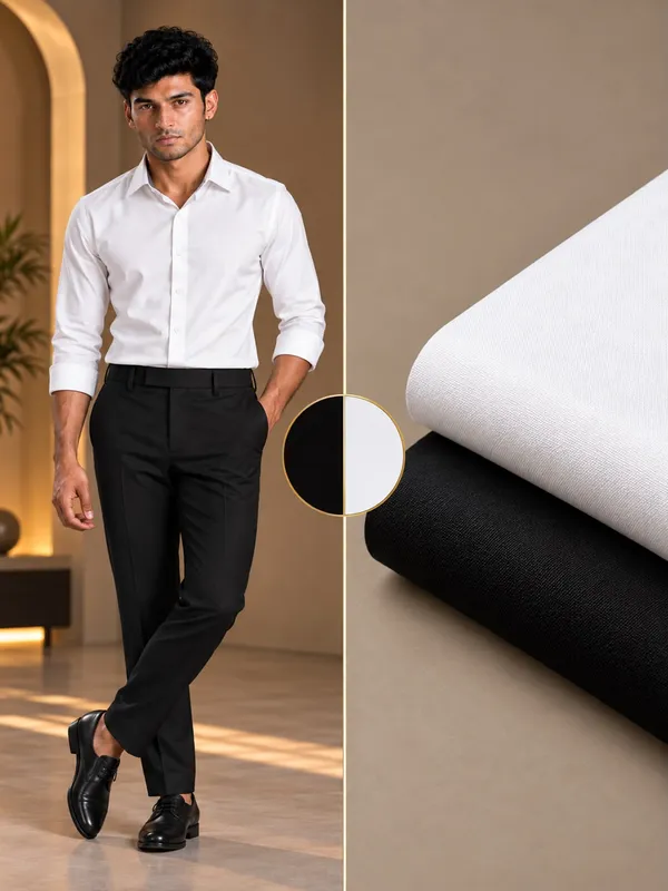 White_And_Black_Plain_Heavy_Fabric_Shirt_&_Pant_Fabric