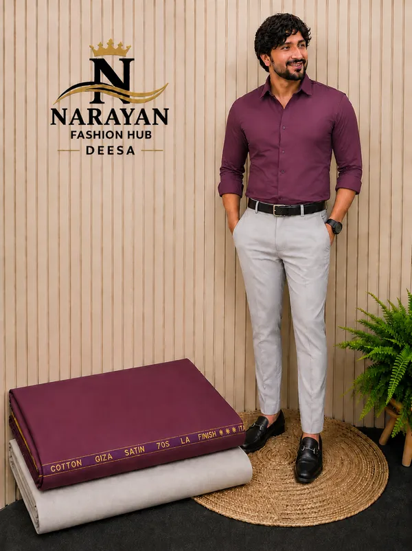 Maroon_Giza_Cotton_Plain_Shirt_With_Tr_Lycra_Pent