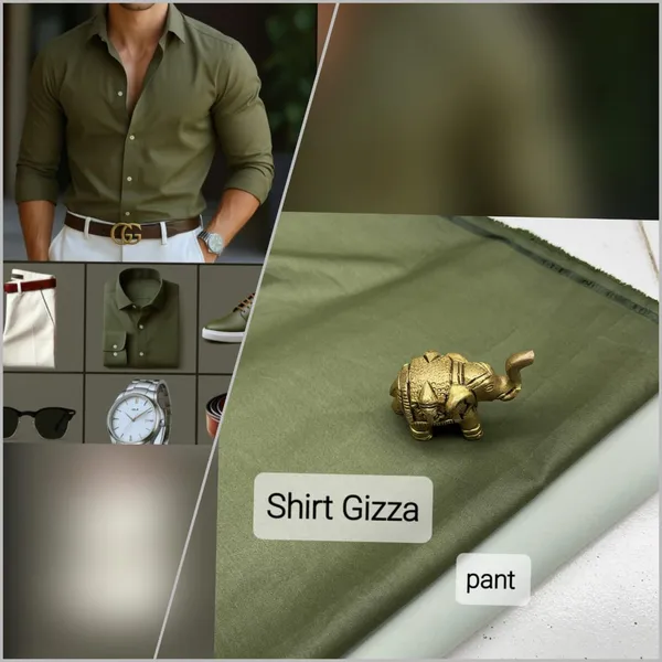 Mehndi_And_Cream_Plain_Heavy_Fabric_Shirt_&_Pant_Fabric