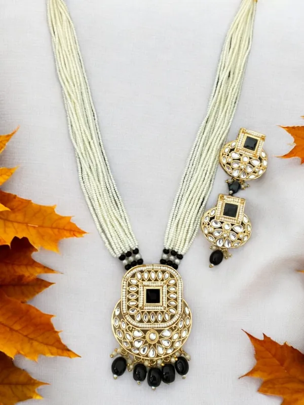 Trendy_Pearl_Black_Long_Necklace_Set