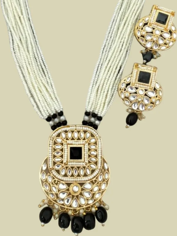 Trendy_Pearl_Black_Long_Necklace_Set