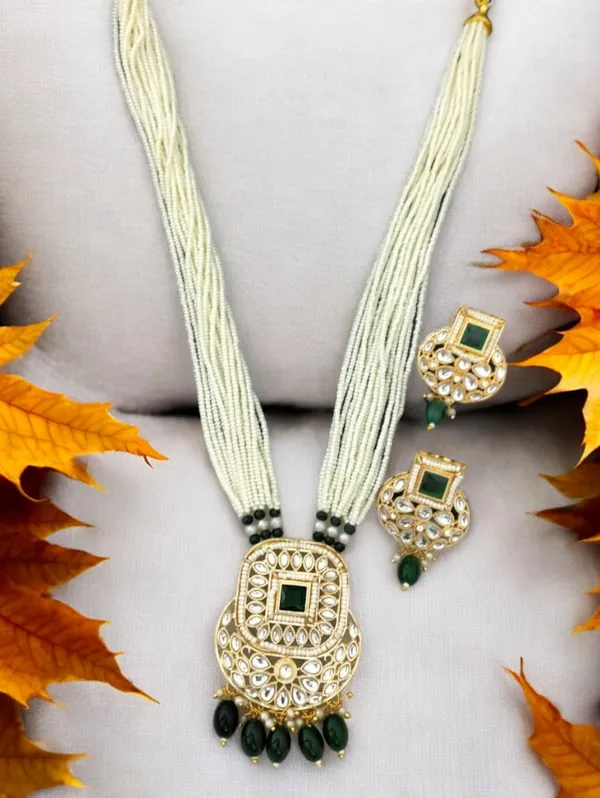 Trendy_Pearl_Green_Long_Necklace_Set