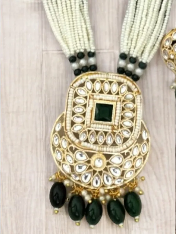Trendy_Pearl_Green_Long_Necklace_Set