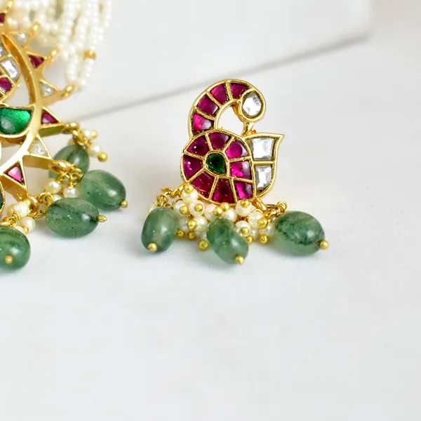 Designer_Semi_Bridal_Chic_Necklace_Set_Beautifully_Crafted_Peacock_Earring