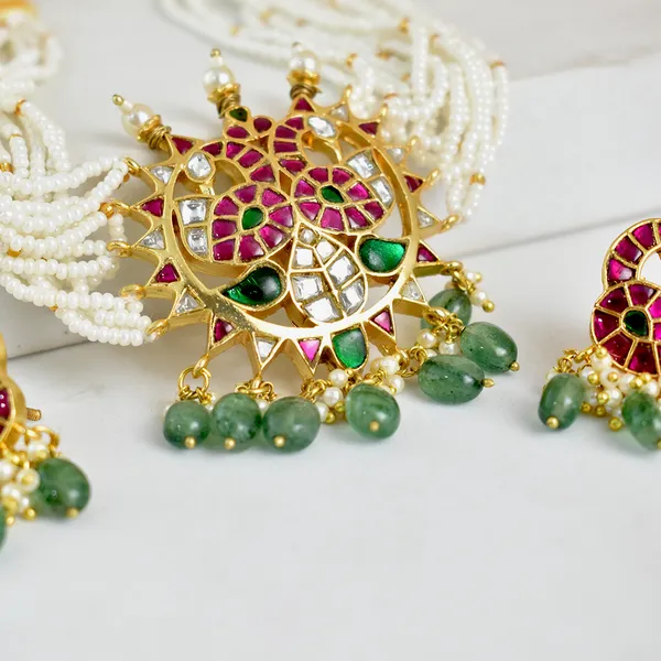 Designer_Semi_Bridal_Chic_Necklace_Set_Beautifully_Crafted_Peacock_Earring