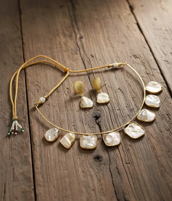 Latest_Gold_Polish_MOP_Nacklace_with_Earring