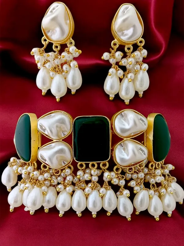 Latest_Premium_Designer_Pearl_Choker_Necklace_Set_with_Earring