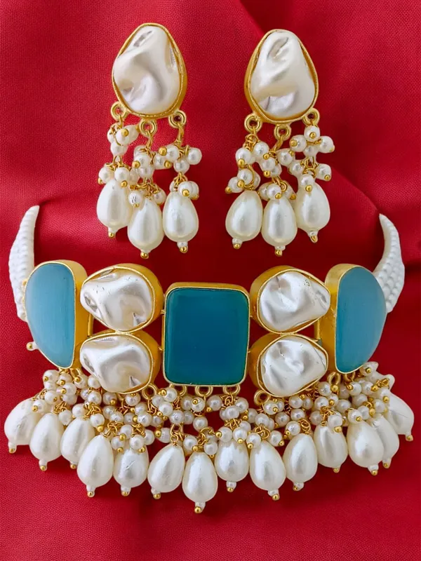 Latest_Premium_Designer_Pearl_Choker_Necklace_Set_with_Earring