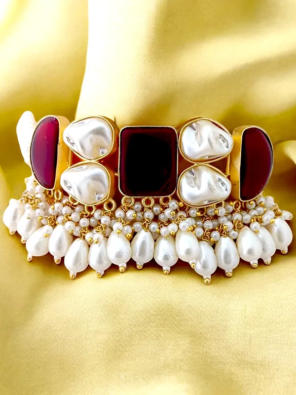 Latest_Premium_Designer_Pearl_Choker_Necklace_Set_with_Earring