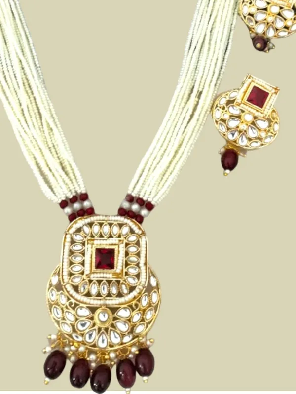 Trendy_Pearl_Dark_Red_Long_Necklace_Set