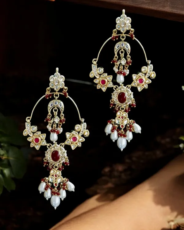 Premium_Bridal_Mahroon_Dark_Red_Red_Earring_with_Stone