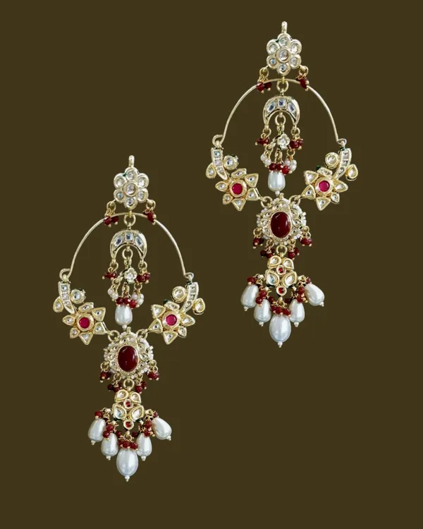 Premium_Bridal_Mahroon_Dark_Red_Red_Earring_with_Stone