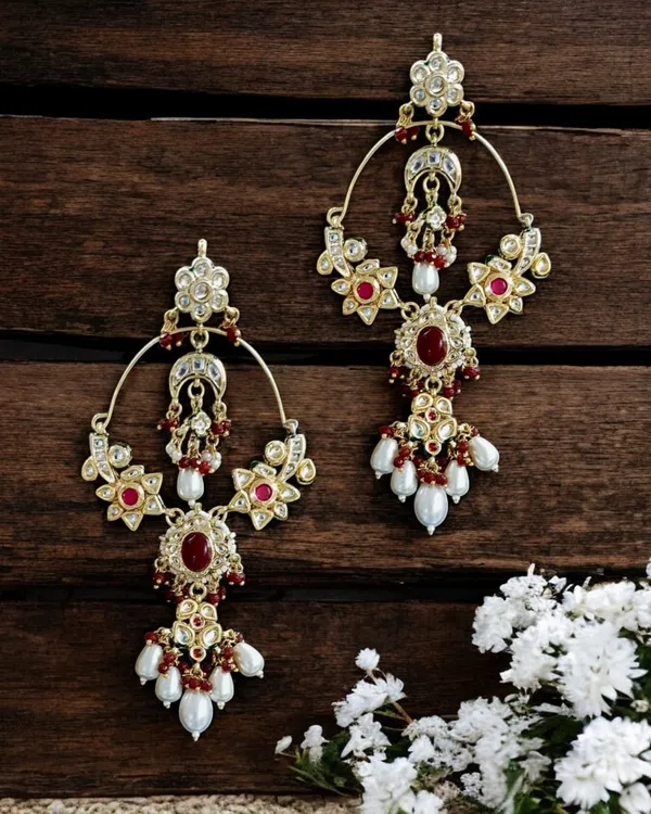 Premium_Bridal_Mahroon_Dark_Red_Red_Earring_with_Stone