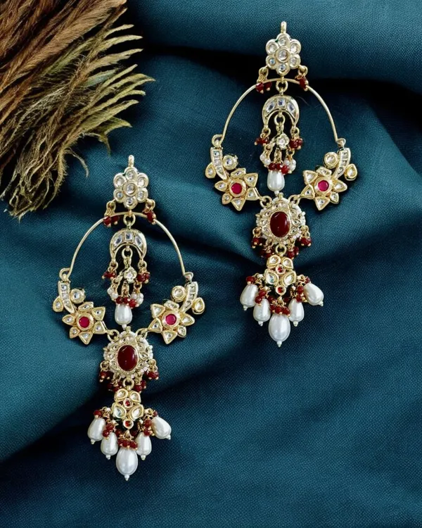Premium_Bridal_Mahroon_Dark_Red_Red_Earring_with_Stone