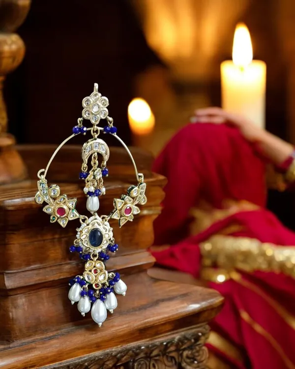 Mahatri Sons Premium Bridal Royal Blue Earring with Stone Price in India Buy Mahatri Sons Premium Bridal Royal Blue Earring with Stone online at undefined