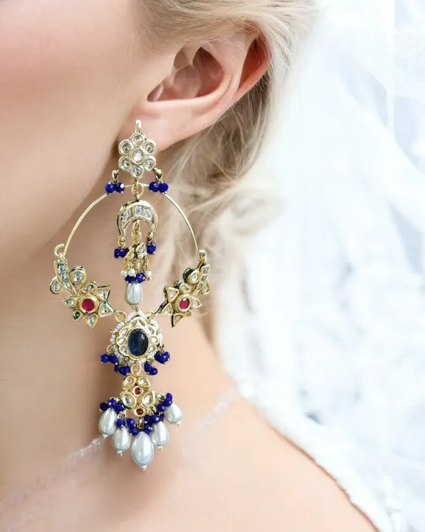 Premium_Bridal_Royal_Blue_Earring_with_Stone