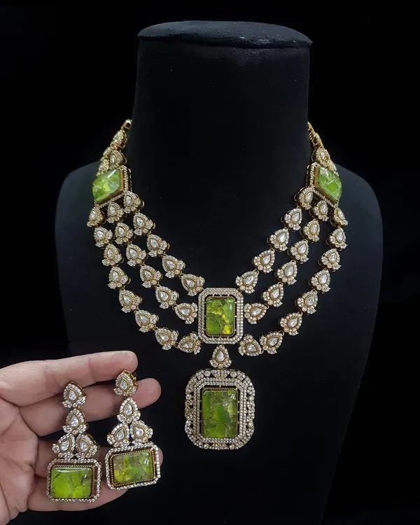 Premium_Latest_Designer_Mint_Stone_Necklace_Set
