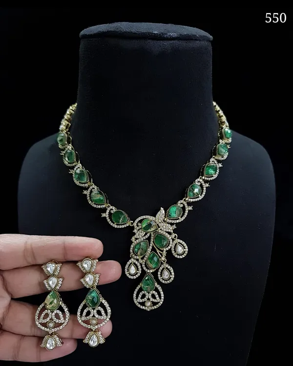 Premium_Quality_Green_Stone_Based_Necklace_Set_with_Earring