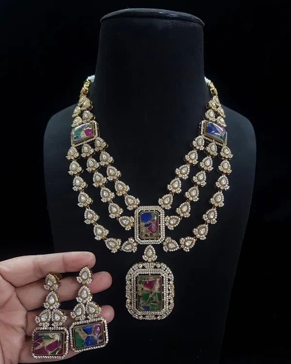 Premium_Quality_Multi_Color_Stone_AD_Kundan_Necklace_Set_with_Earring