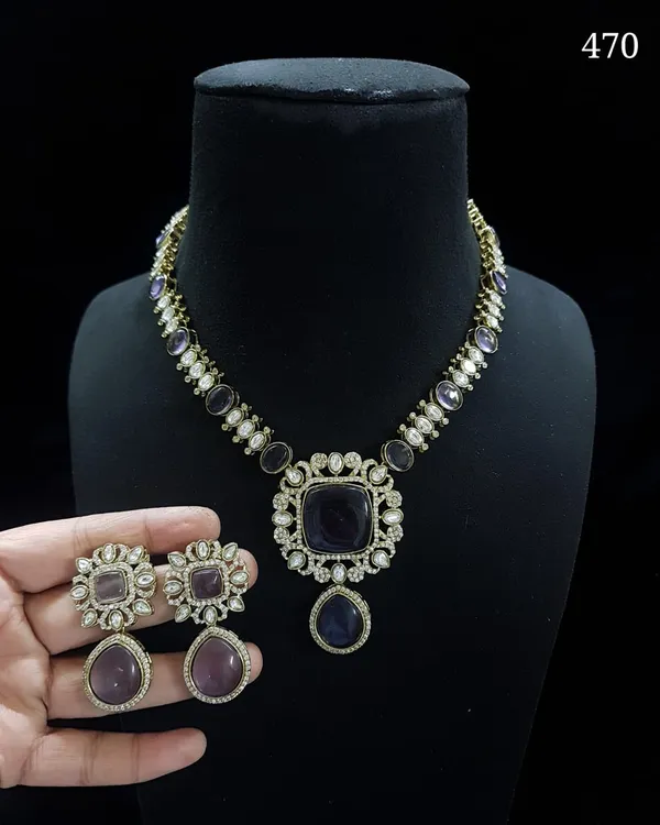 Premium_Quality_Product_Blue_Kundan_Stone_Based_Necklace_with_Earring