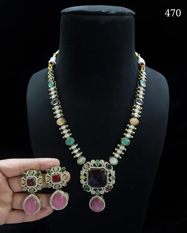 Premium_Quality_Product_Multi_Kundan_Stone_Based_Necklace_with_Earring