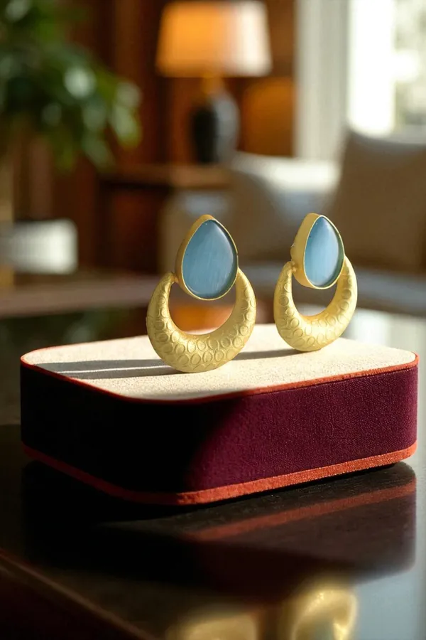 Premium_Teal_Sky_Stone_Based_Earring