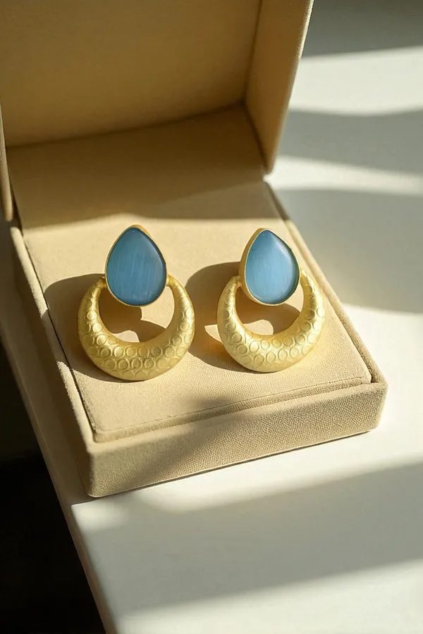 Premium_Teal_Sky_Stone_Based_Earring