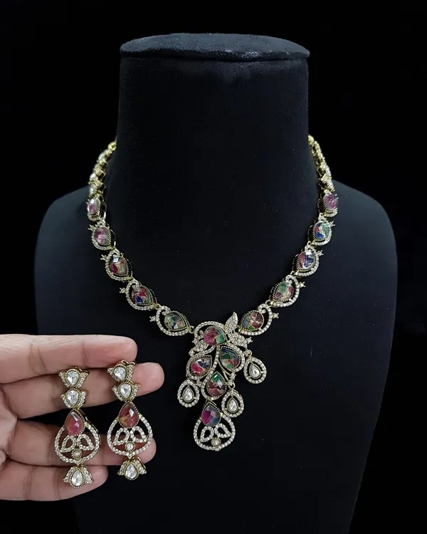 Premium_Multiple_Colour_Kundan_Stone_Necklace_Set_with_Earring