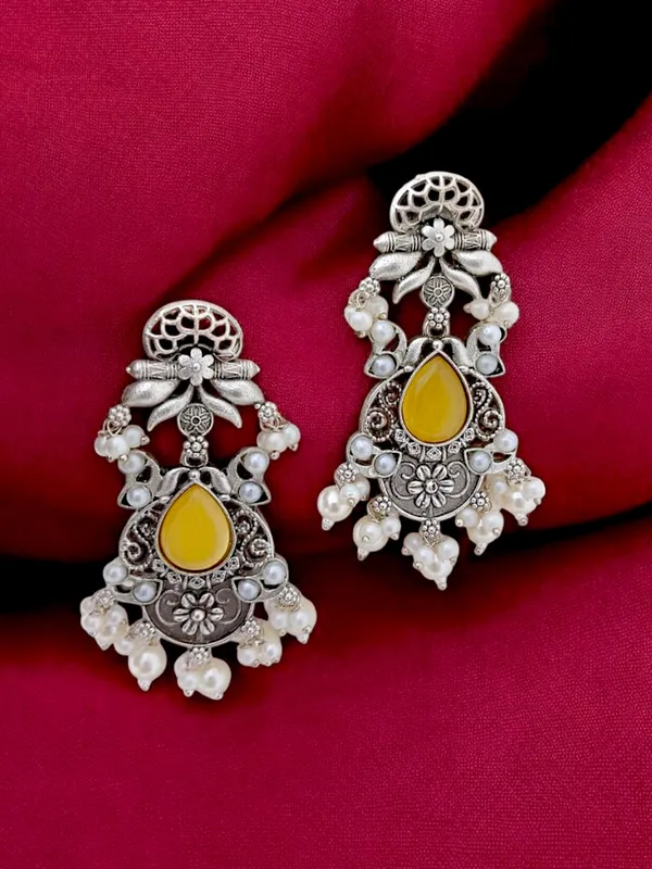Trendy_Beautiful_Brass_Stone_Earring