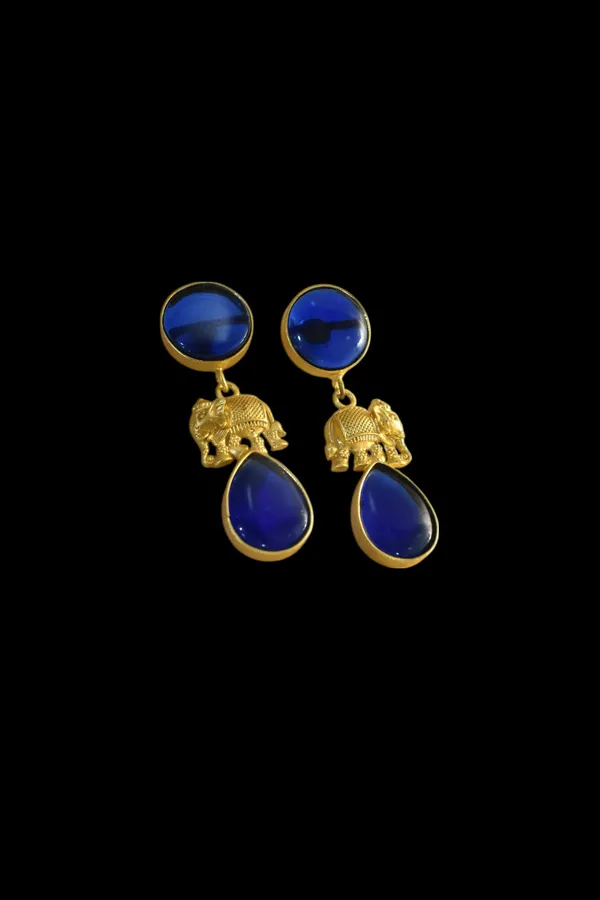 Trendy_Brass_Stone_Elephant_Drop_Earring