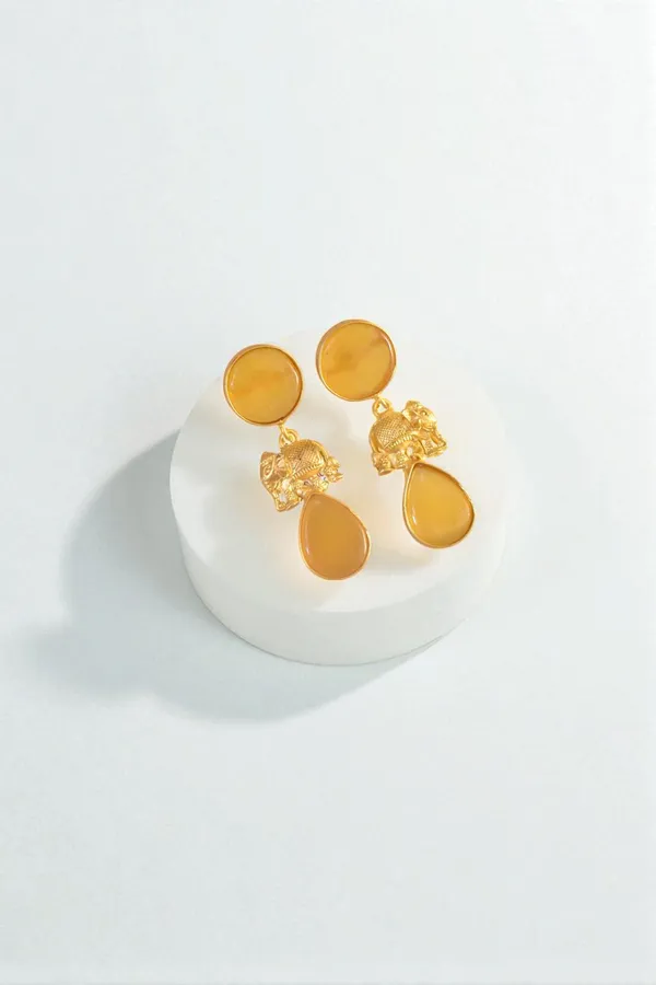 Trendy_Brass_Stone_Elephant_Drop_Earring