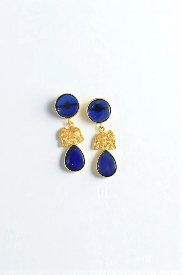 Trendy_Brass_Stone_Elephant_Drop_Earring