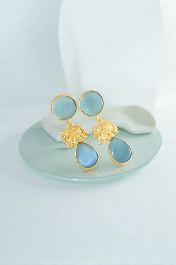 Trendy_Brass_Stone_Elephant__Drop_Earring