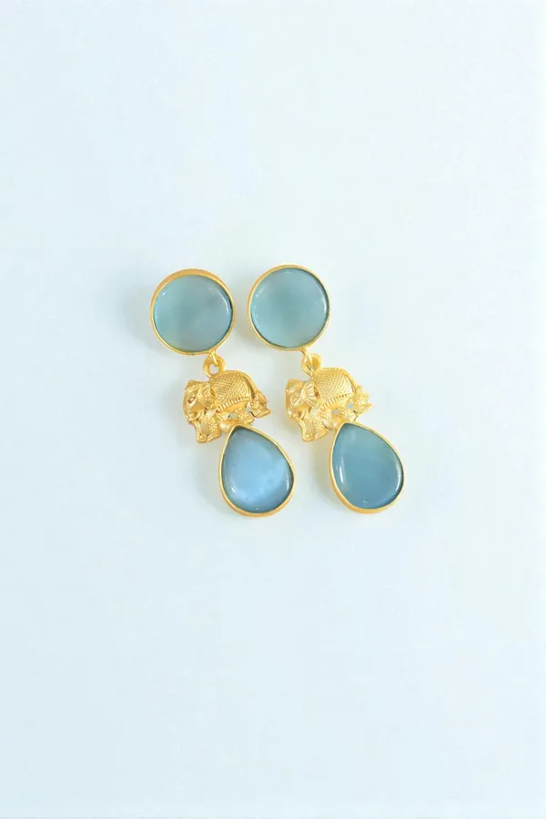 Trendy_Brass_Stone_Elephant__Drop_Earring