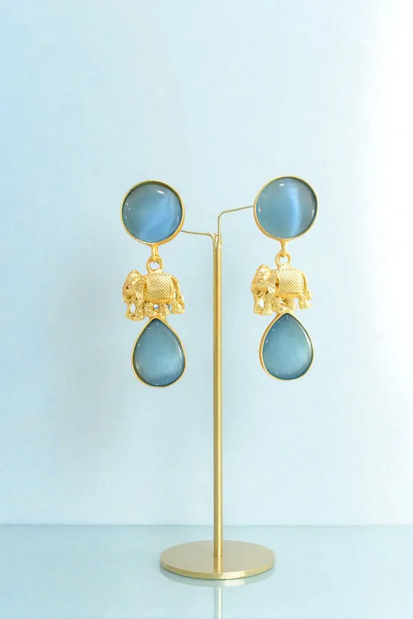 Trendy_Brass_Stone_Elephant__Drop_Earring