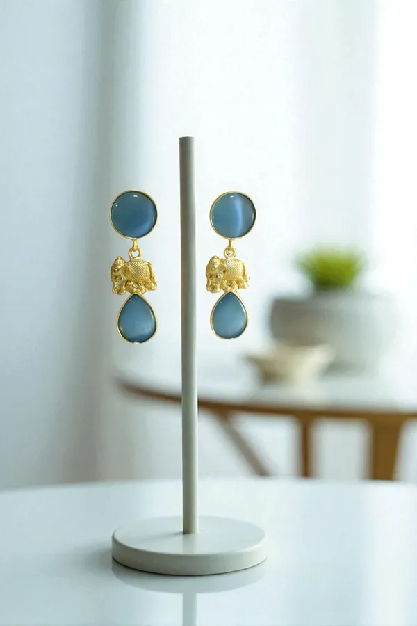 Trendy_Brass_Stone_Elephant__Drop_Earring