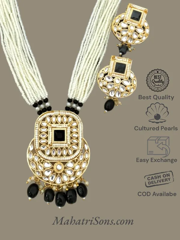 Trendy_Pearl_Black_Long_Necklace_Set