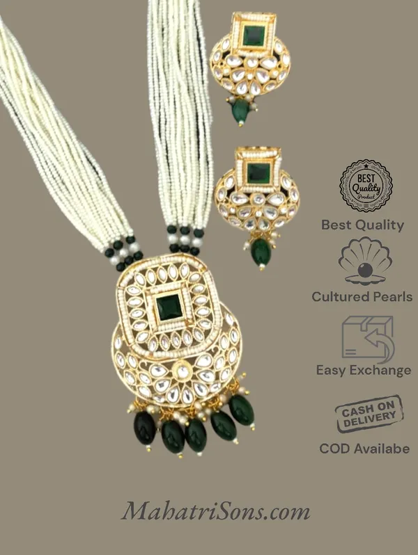Trendy_Pearl_Green_Long_Necklace_Set