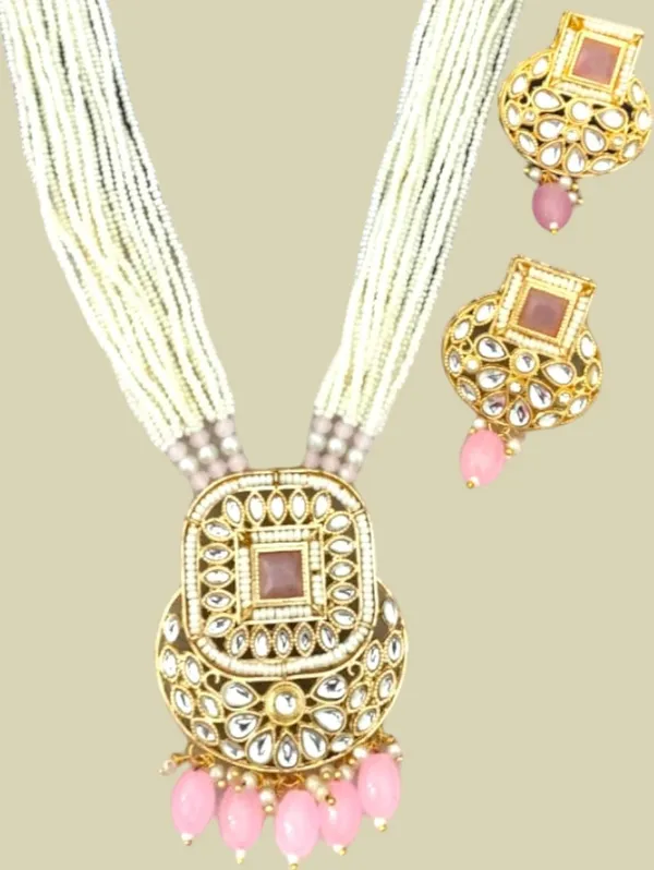 Trendy_Pearl_Baby_Pink_Red_Long_Necklace_Set