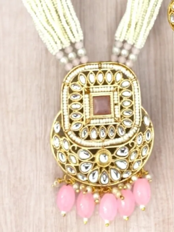 Trendy_Pearl_Baby_Pink_Red_Long_Necklace_Set