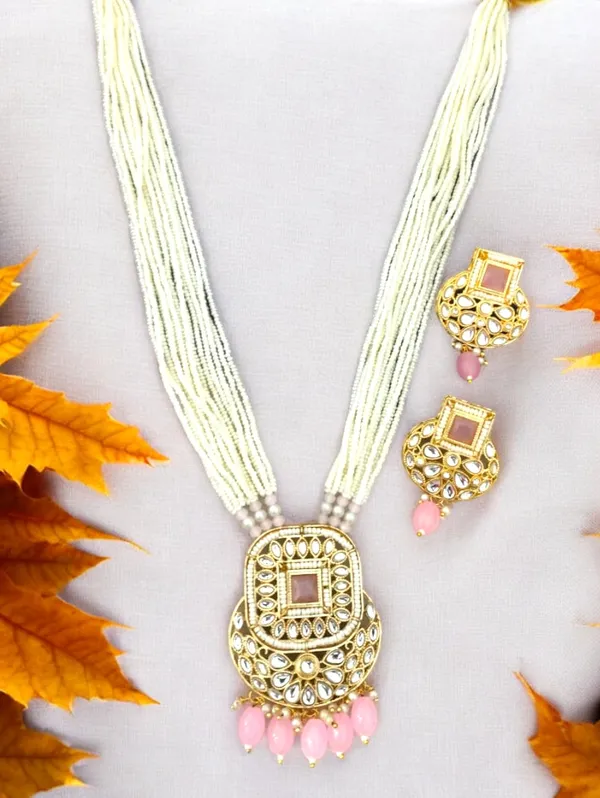 Trendy_Pearl_Baby_Pink_Red_Long_Necklace_Set