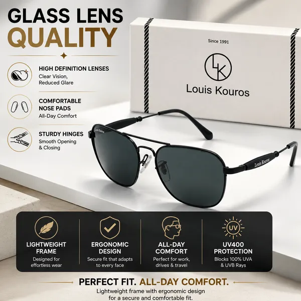 LOUIS_KOUROS_Black_Tigor_Mirrored,_Night_Vision,_Toughened_Glass_Lens,_UV_Protection_Rectangular,_Wayfarer,_Retro_Square_Sunglasses_(57)_(For_Men_&_Women,_Black)