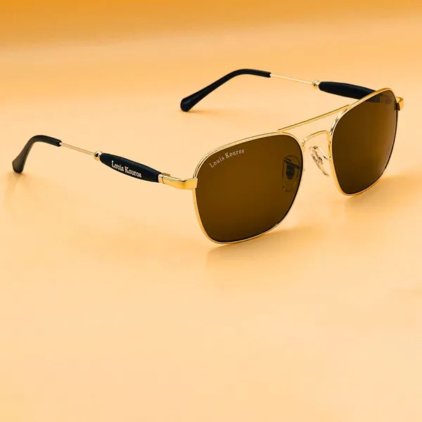 LOUIS_KOUROS__Brown_Mirrored,_UV_Protection,_Night_Vision,_Toughened_Glass_Lens,_UV_Protection,_Riding_Glasses_Retro_Square,_Wayfarer_Sunglasses_(57)__(For_Men_&_Women,_Brown)