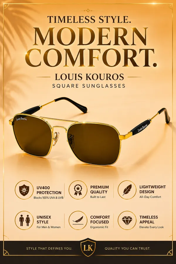LOUIS_KOUROS__Brown_Mirrored,_UV_Protection,_Night_Vision,_Toughened_Glass_Lens,_UV_Protection,_Riding_Glasses_Retro_Square,_Wayfarer_Sunglasses_(57)__(For_Men_&_Women,_Brown)