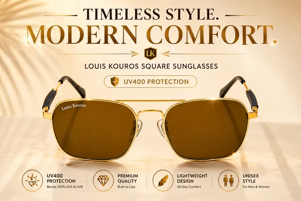 LOUIS_KOUROS__Brown_Mirrored,_UV_Protection,_Night_Vision,_Toughened_Glass_Lens,_UV_Protection,_Riding_Glasses_Retro_Square,_Wayfarer_Sunglasses_(57)__(For_Men_&_Women,_Brown)