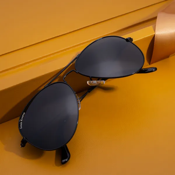 LOUIS_KOUROS__Black_Armstoner_Mirrored(Glass),_UV_Protection,_Toughened_Glass_Lens,_UV_Protection,_Night_Vision,_Aviator_Sunglasses_(62)__(For_Men_&_Women,_Black)