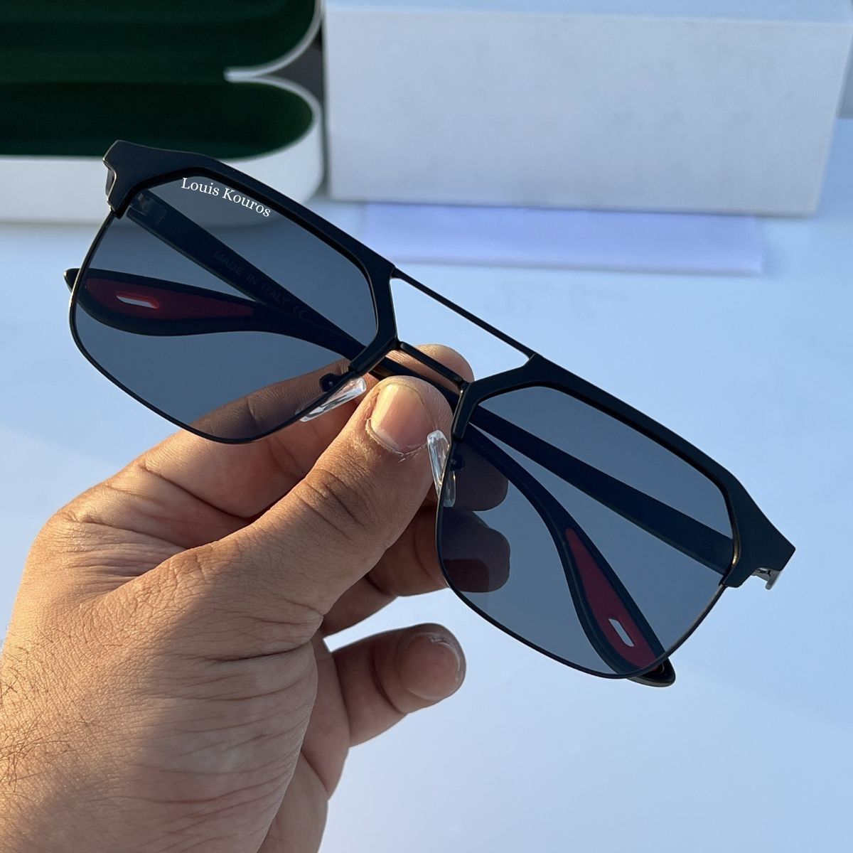 LOUIS_KOUROS__Black_Milano_Polarized_Lens,_UV_Protection,_Night_Vision,_Rectangular,_Square,_Retro_Square,_Wayfarer_Sunglasses_(55)__(For_Men_&_Women,_Black)