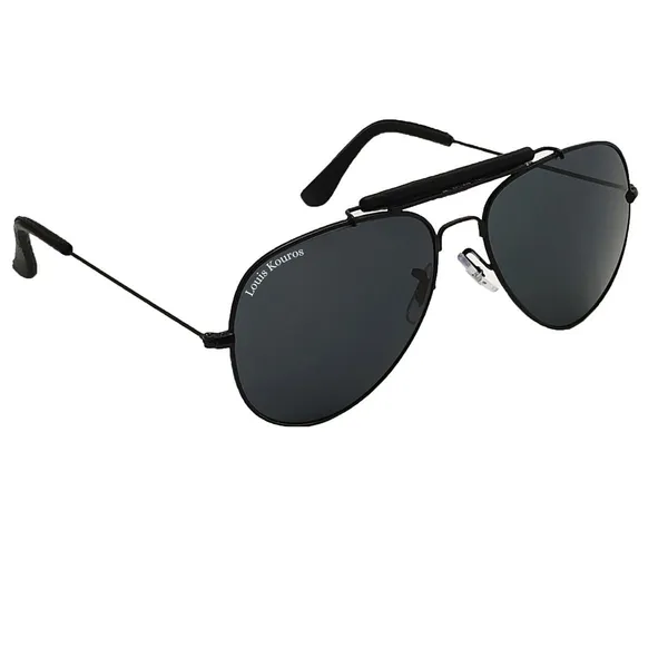 LOUIS_KOUROS_Black_Novaper_Mirrored(Glass),_UV_Protection,_Toughened_Glass_Lens,_UV_Protection,_Night_Vision,_Aviator_Sunglasses_(62)__(For_Men_&_Women,_Black)