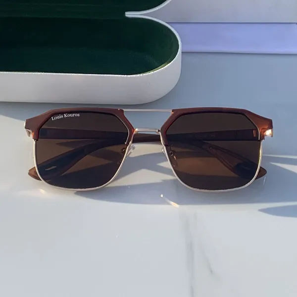 LOUIS_KOUROS__Brown_Milano_Polarized_Lens,_UV_Protection,_Night_Vision,_Rectangular,_Square,_Retro_Square,_Wayfarer_Sunglasses_(55)__(For_Men_&_Women,_Brown)